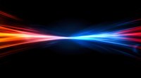 Dynamic light streams in red and blue converge at center point against black background creating dramatic energy effect for technology and motion designs.