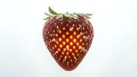 Fresh ripe strawberry with green leaves isolated on white background, ready for food and beverage design projects.
