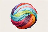 Vibrant multicolored twisted fabric strands forming circular shape against neutral background, flowing in spiral motion with dynamic movement and rich color gradients.