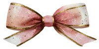 Pink and gold glittery bow with delicate sparkles and shimmering details on white isolated background, ready for design projects and digital artwork.