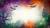 Halloween spooky background with haunted tree, flying bats, spider webs and castle silhouette. Festive autumn horror scene for party invitations and decorations.