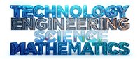 STEM education concept with technology engineering science mathematics text in blue metallic 3D letters for academic learning programs.