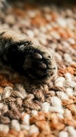 Close-up of animal paw with dark fur and pink pads on rocky ground. Suitable for pet care, veterinary, and wildlife content.