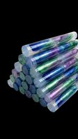 Glitter glue sticks in blue, green, and purple iridescent tones, isolated on transparent background, ready for crafts, stickers, print on demand, and t-shirt design use.