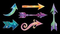 Colorful watercolor arrows and directional elements isolated on transparent background, ready for clipart, t-shirt design, stickers, sublimation, and print-on-demand projects.