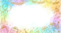 Colorful birthday celebration background with balloons, gift boxes, and party banners on pastel gradient. Isolated design element for greeting cards, invitations, and festive projects.