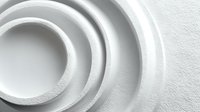 Minimalist white concentric circles creating elegant texture and depth with subtle shadows for modern interior design backgrounds.