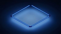 Glowing neon blue diamond shape with luminous edges on dark background, suitable for tech, gaming, and modern design projects.