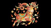 Ornate decorative ram with curved horns and colorful patterned body isolated on transparent background. Ready for t-shirt design, clipart, stickers, sublimation and print-on-demand products.
