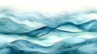 Flowing turquoise and teal watercolor waves create abstract mountain landscape pattern. Ethereal fluid art in cool ocean colors forms seamless minimalist background.