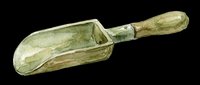 Vintage metal scoop with wooden handle, isolated on transparent background. Ready for design use on t-shirts, clipart, stickers, print-on-demand products, and sublimation projects.