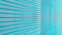 Turquoise horizontal blinds with soft light creating a clean, modern geometric pattern, perfect for backgrounds and interior design concepts.