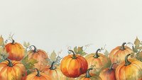 Autumn pumpkin border with orange gourds and fall leaves on neutral background for seasonal decorating and harvest themed designs.