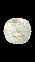 Watercolor yarn ball in soft beige and blue tones, isolated on transparent background. Ready for t-shirt design, stickers, clipart, and print on demand use.