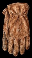 Worn leather work glove isolated on transparent background, ready for design use on t-shirts, clipart, stickers, print-on-demand products, and sublimation projects.