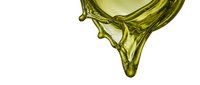 Olive oil pouring from bottle with dynamic splash and drip isolated on white background for culinary and cooking design use.