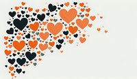 Colorful heart shapes flowing in dynamic pattern on light background for romantic designs, Valentine's Day projects, love themes and wedding materials.