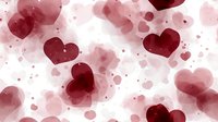 Romantic watercolor hearts in deep red and pink shades floating on white background create dreamy Valentine's Day pattern for cards and romantic designs.