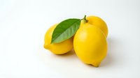Fresh yellow lemons with green leaves isolated on white background for healthy cooking and citrus fruit designs.