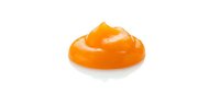 Bright orange gel or slime blob isolated on white background, suitable for design projects, web graphics, and creative compositions.
