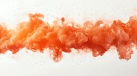 Orange smoke cloud spreading horizontally on white background, dynamic motion capture of colored powder explosion creating atmospheric effect.