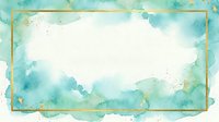 Watercolor frame with turquoise and gold accents on white background, isolated design element suitable for invitations, cards, and digital projects.