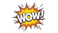 Comic book style wow exclamation burst with yellow orange explosion effect isolated on transparent background for graphic design projects.