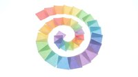 Colorful spiral rainbow wheel with vibrant gradient segments forming circular pattern on white background for graphic design projects and creative layouts.