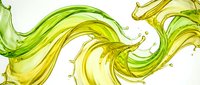 Flowing liquid waves in vibrant yellow and green hues swirl dynamically across white background, creating organic motion effect suitable for abstract design projects.