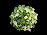Chopped fresh green onions and white scallion pieces isolated on transparent background, ready for culinary design, recipe graphics, food packaging, cooking blogs, restaurant menus, and print-on-demand products.