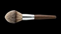 Soft bristle makeup brush with natural hair, metal ferrule, and wooden handle isolated on transparent background. Ready for beauty, cosmetics, art, and design projects including clipart, sublimation, and print-on-demand applications.