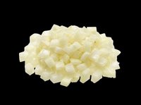 Diced raw onion pile isolated on transparent background, ready for food clipart, recipe cards, cooking stickers, print on demand, and kitchen-themed t-shirt design use.