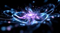 Abstract energy burst with flowing light trails and particle effects on dark background for digital art and futuristic design projects.