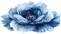 Blue peony flower bloom isolated on transparent background for floral design projects and decorative artwork applications.