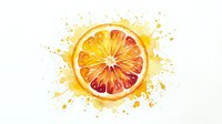 Fresh grapefruit slice with vibrant juice splash on white background, isolated citrus fruit cross-section for healthy food design and culinary projects.