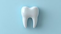 White tooth isolated on light blue background, suitable for dental care, orthodontics, and healthcare design projects.