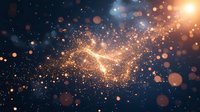 Magical glowing constellation of Pisces zodiac sign shimmers against dark sky with golden light particles and bokeh effect for astrology background.