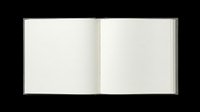 Open hardcover book with blank white pages, isolated on transparent background. Ready for clipart, stickers, t-shirt design, print on demand, and sublimation projects.