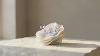 Delicate pastel rose with soft lavender and cream tones resting on neutral stone surface, suitable for wedding designs, greeting cards, and decorative projects.