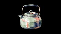 Vintage watercolor teakettle with handle and lid, isolated on transparent background. Ready for t-shirt designs, clipart, stickers, print-on-demand products, and sublimation projects.