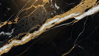 Luxurious black marble surface with dramatic gold and white veining patterns for elegant interior design and architectural applications.