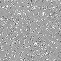 Abstract black and white organic wavy lines creating seamless pattern. Flowing curved stripes form continuous maze-like design for fabric, wallpaper and surface patterns.