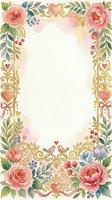 Floral frame with pink roses, peonies, ornate gold scrollwork, hearts, and botanical leaves on white background, isolated and ready for wedding invitations, greeting cards, stationery design.