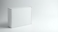 White cardboard box mockup on clean background for product packaging design and branding presentations.