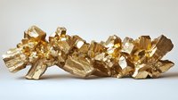 Naturally formed golden pyrite crystal cluster with metallic luster and geometric cubic formations on neutral background, mineral specimen for collectors.