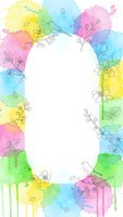Watercolor frame with hand drawn flowers and birds on white background. Colorful border with floral elements and copy space for text or design projects.