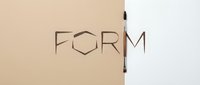 Minimalist geometric word form created with thin lines on split beige and white background, representing design, creativity, and modern branding concepts for graphic design projects.