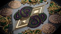 Ornate golden jewelry collection with intricate Celtic knots, spiral patterns and decorative medallions on dark background for luxury design projects.
