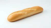 Fresh baguette bread loaf isolated on white background ready for culinary designs and food photography projects.