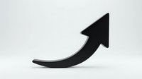 Black upward curved arrow symbol on white background, isolated and ready for business, finance, growth, and success design projects.